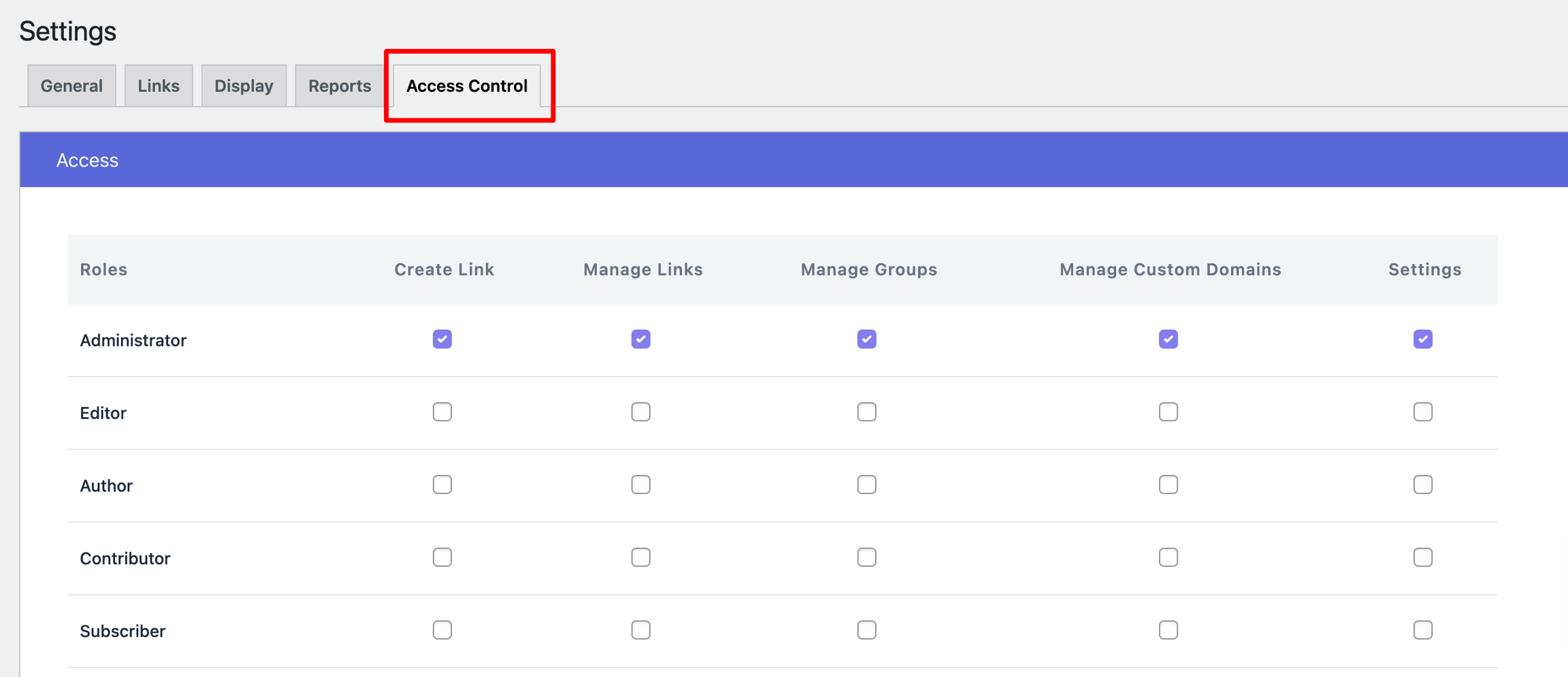 Access Control Permissions
